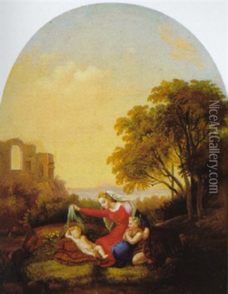 Anbetung Des Schlafenden Jesuskindes Oil Painting - Ludwig Ferdinand Schnorr von Carolsfeld