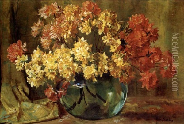 Flowers In A Glass Vase Oil Painting - Frans David Oerder