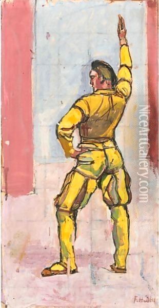 Taker Of The Oath In Left Profile For Unanimity Oil Painting - Ferdinand Hodler