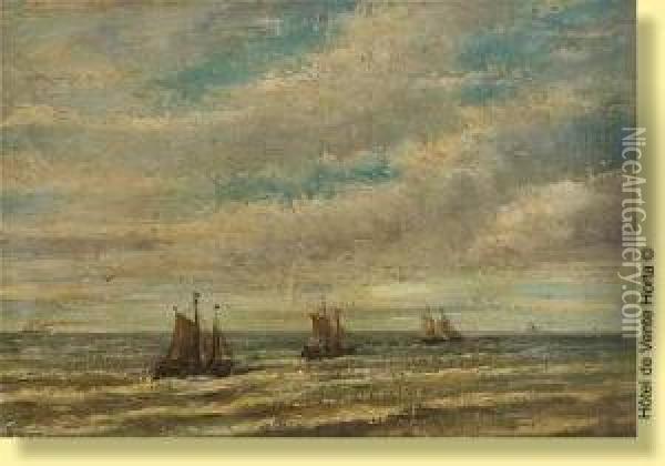 Voiliers En Mer Du Nord Oil Painting - Louis Artan De Saint-Martin