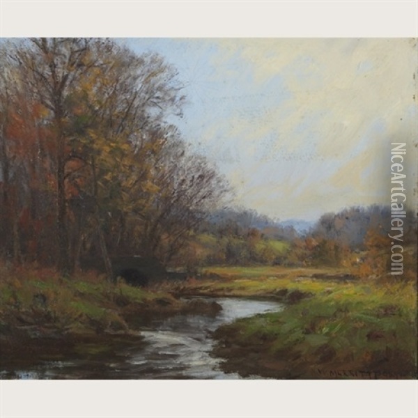 A New Jersey Brook Oil Painting - William Merritt Post