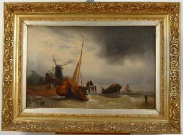 Segelbooten Auf Bewegter See Oil Painting - Andreas Achenbach