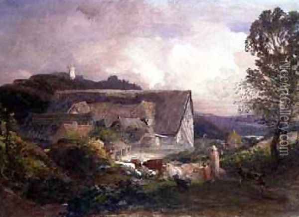 A Farmyard at Princes Risborough Oil Painting - Samuel Palmer