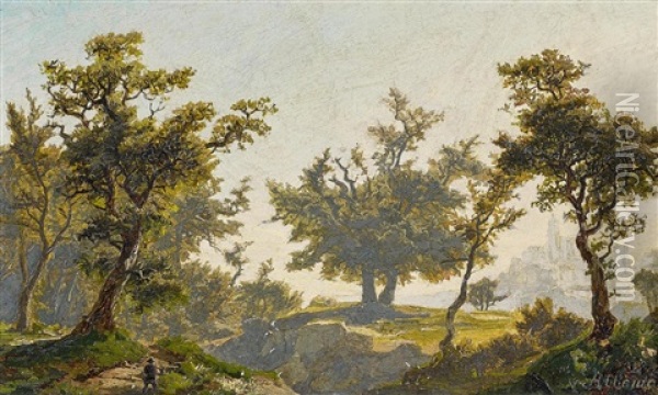 Landschaft Mit Reisendem Oil Painting - Wilhelm von Abbema