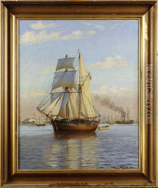 Motiv Fran Langelinie Kopenhamn Oil Painting - Johann Jens Neumann