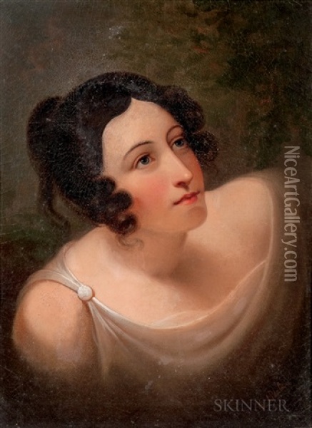 Portrait Head Of A Woman In Neoclassical Dress Oil Painting - Rembrandt Peale
