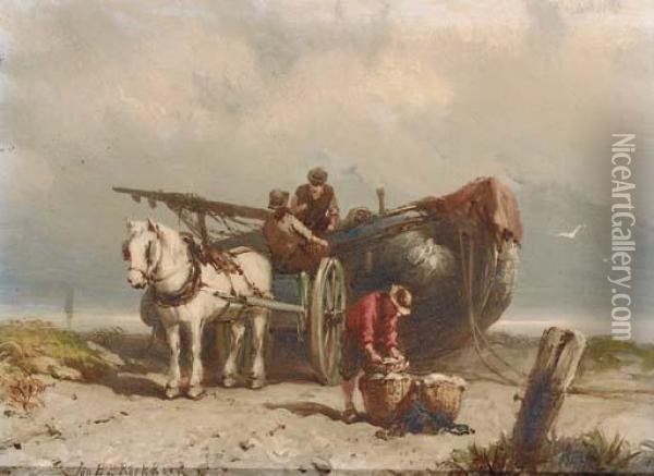 The Meeting On The Beach Oil Painting - Johannes Hermann Barend Koekkoek