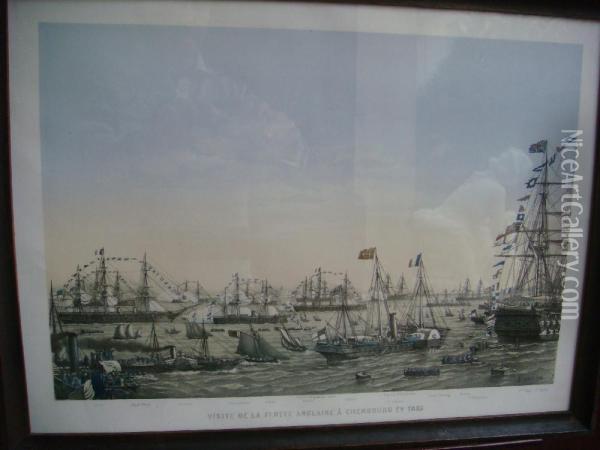 Visite De La Flotte Anglaise A Cherbourg En 1865 Oil Painting - Louis Lebreton