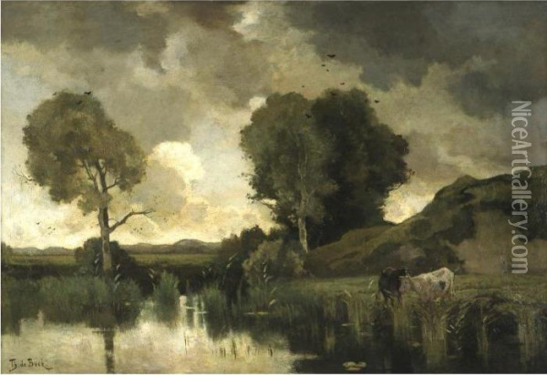 Oncoming Storm Oil Painting - Theophile Emile Achille De Bock