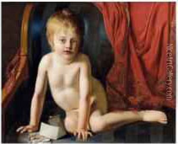 Enfant Jouant Aux Cartes Oil Painting - Joseph Denis Odevaere