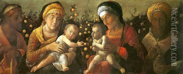 Holy Family and the Family of Saint John the Baptist Oil Painting - Andrea Mantegna