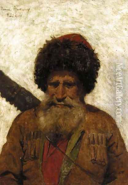 Portrait of a Caucasian Man Oil Painting - Thaddaus von Ajdukiewicz