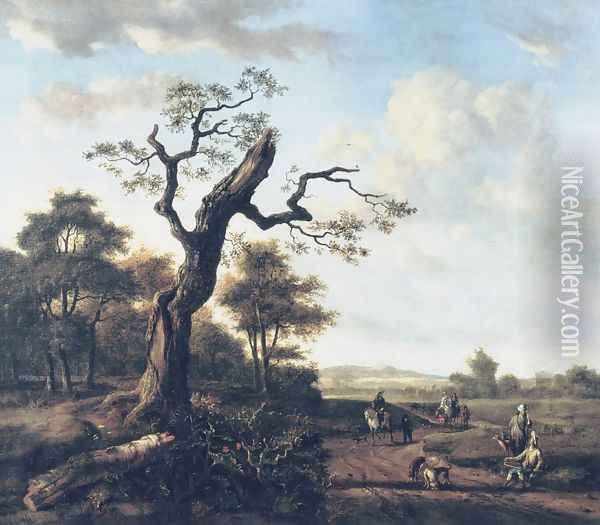 Landscape with a Hawking party Oil Painting - Jan Wijnants
