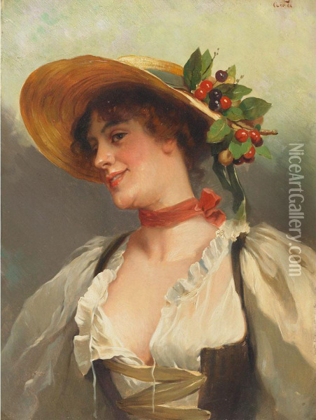 Coquetry (a Country Girl) Oil Painting - Ralph Wormsley Curtis