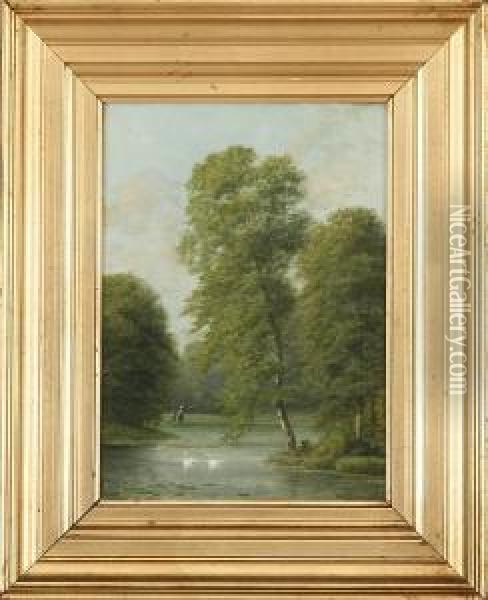 Woodland Scene Oil Painting - Georg Emil Libert