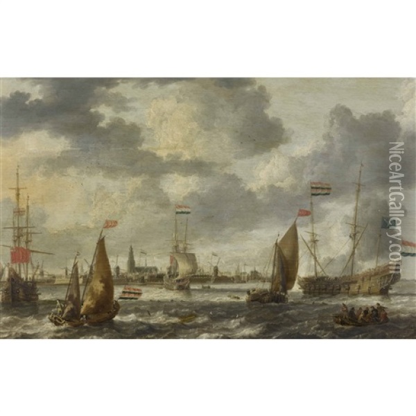 Sailing Ships Oil Painting - Bonaventura Peeters the Elder