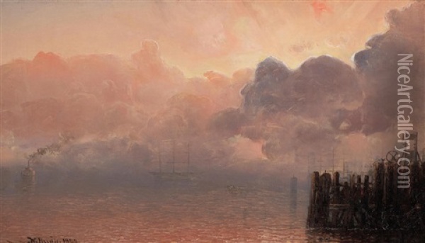 Morning Fog On The Bay Oil Painting - Norton Bush