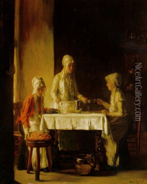 Preparing The Meal Oil Painting - Joseph Bail