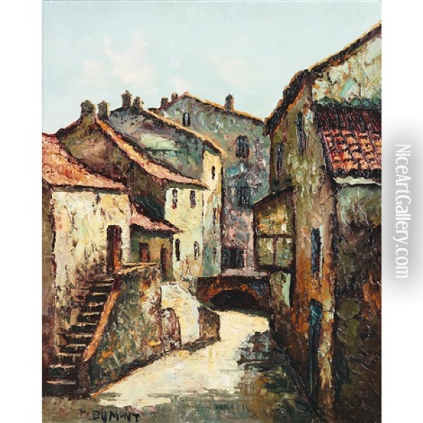 Village Oil Painting - Pierre Dumont