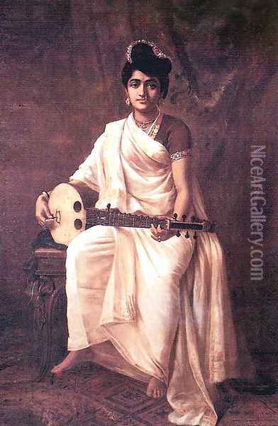 Malabar Lady Oil Painting - Raja Ravi Varma