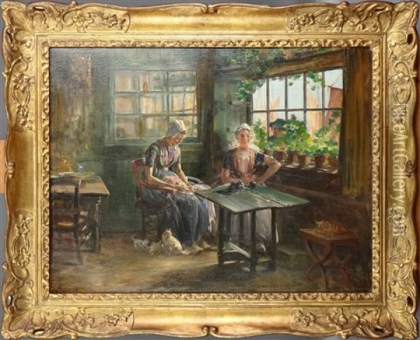 Scene D'interieur Oil Painting - Lievin Herremans