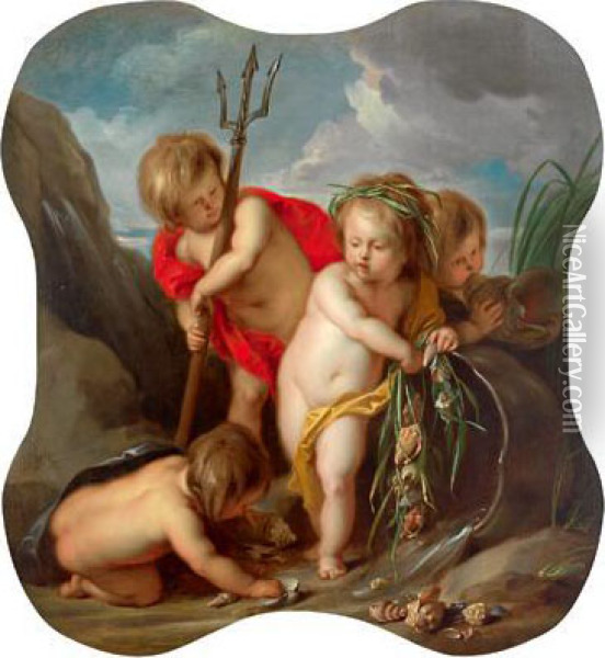 Quattro Putti Con Tridente Oil Painting - Jacob de Wit