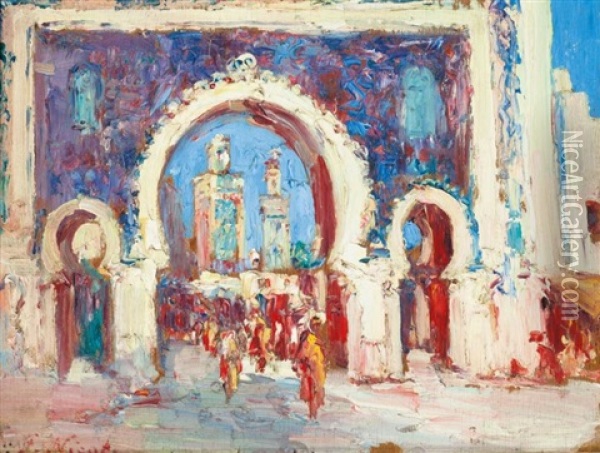 Porte Au Maroc Oil Painting - Francois Nicot