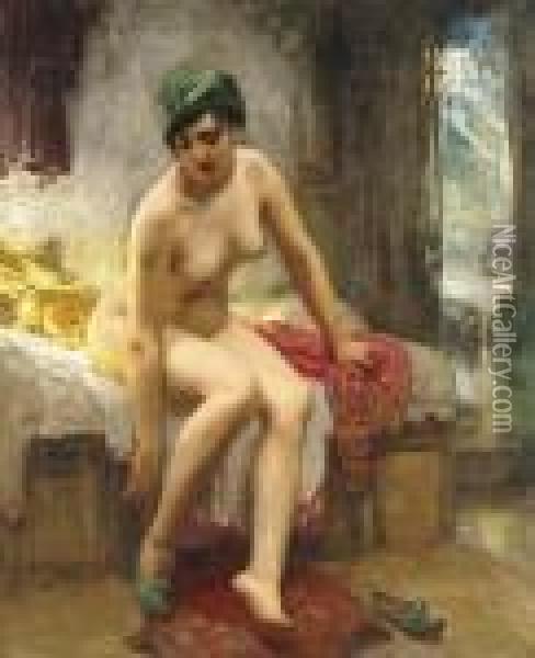 After The Bath Oil Painting - Frederick Arthur Bridgman