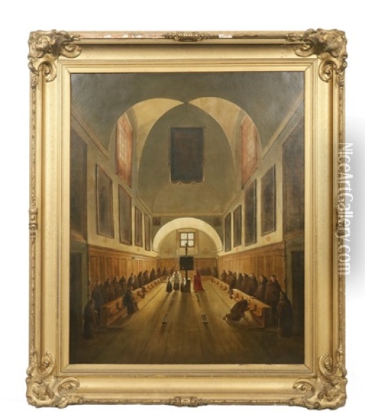 Choeur De La Chapelle Des Capucins, Place Barberini  Rome (choir Of The Capuchin Church) Oil Painting - Francois Marius Granet