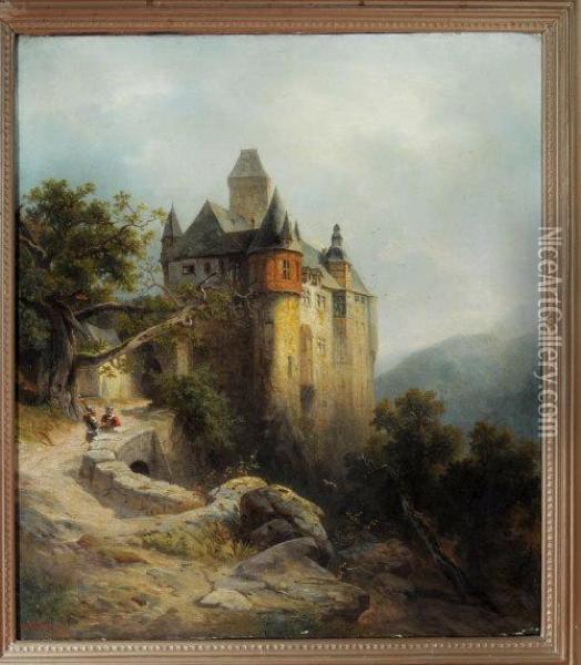 A Schloss In Mountainous Country Oil Painting - Wilhelm Brandenburg