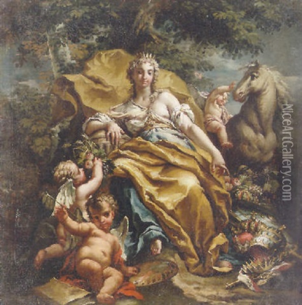 An Allegory Of The Continent Of Europe Oil Painting - Gaspare Diziani