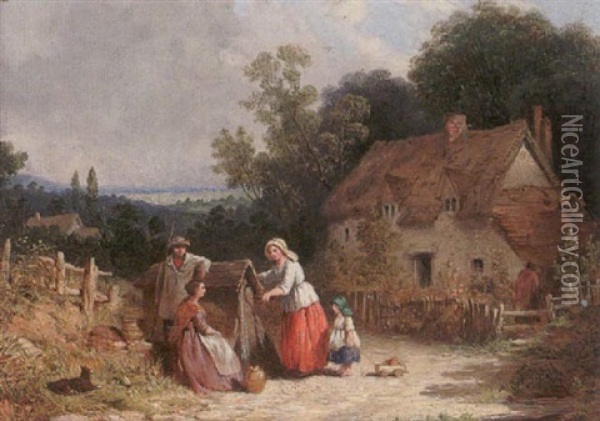At The Well Oil Painting - Henry E. Hobson