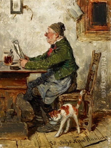 Innkeeper With A Cat Oil Painting - Hugo Wilhelm Kauffmann