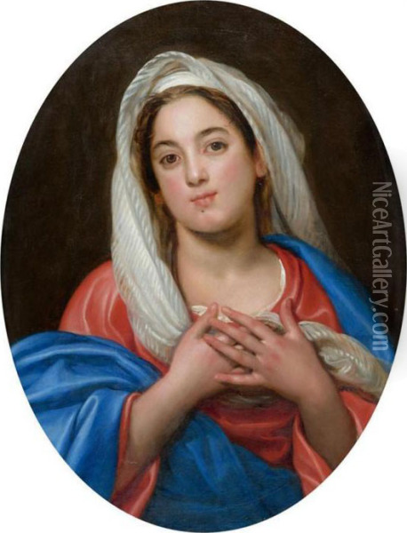 The Virgin Mary. Oil Painting - Joseph Benoit Suvee