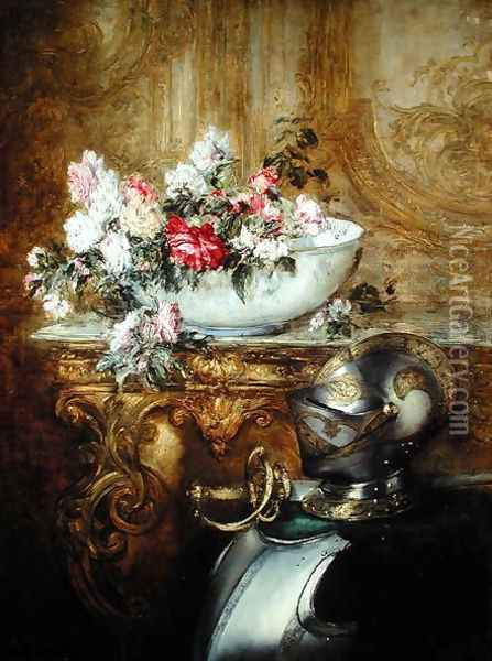 Still Life of a Bowl of Flowers Oil Painting - Antoine Vollon