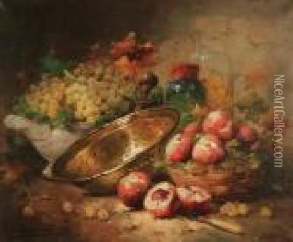 Still Life With Fruits Oil Painting - Alphonse de Neuville