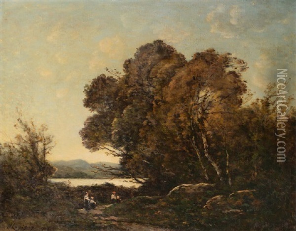 Flusslandschaft Oil Painting - Henri Joseph Harpignies