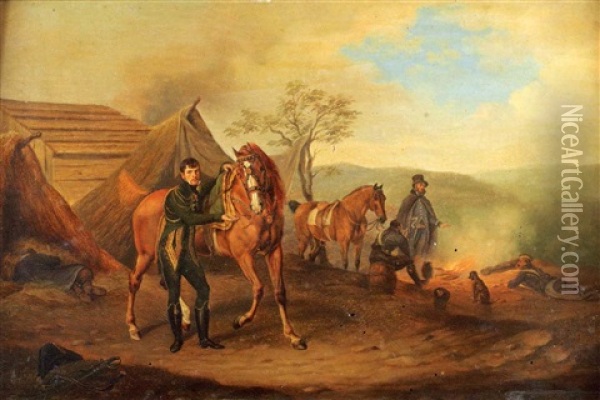 Le Bivouac De La Cavalerie Oil Painting - Albrecht Adam