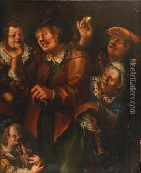 Peasants Merrymaking Oil Painting - Bartolomeo Passarotti