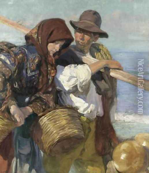 Return from the Catch (La vuelta de la pesca) Oil Painting - Jose Mongrell
