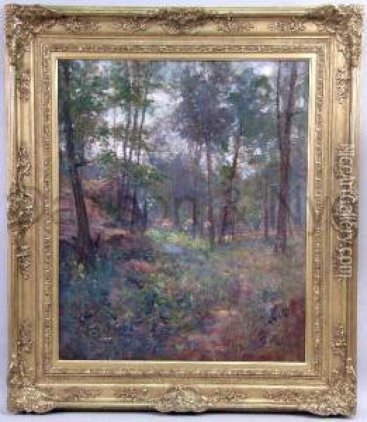 Landscape Of A Woodland Scene Oil Painting - Hal Robinson