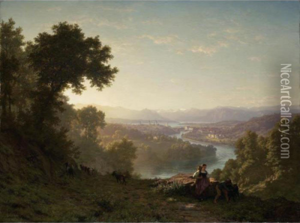 Blick Auf Luzern Vom Stollberg 
 View On Lucerne From The Stollberg Oil Painting - Robert Zund