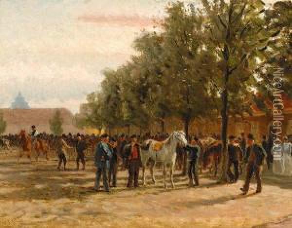 Horse Market Oil Painting - Cornelis Schermer