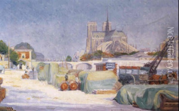 Notre-dame De Paris Vue Des Quais Oil Painting - Hippolyte Petitjean