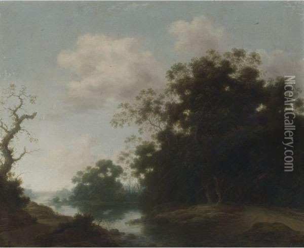 Landscape With Trees Oil Painting - Jacob Van Ruisdael