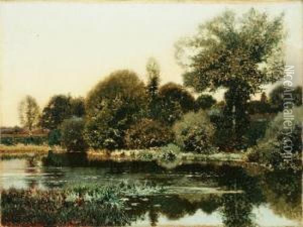 Summer Landscape With Pond Oil Painting - Henry Pember Smith