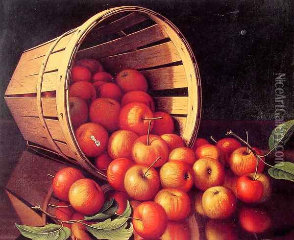 Apples tumbling from a basket Oil Painting - Levi Wells Prentice