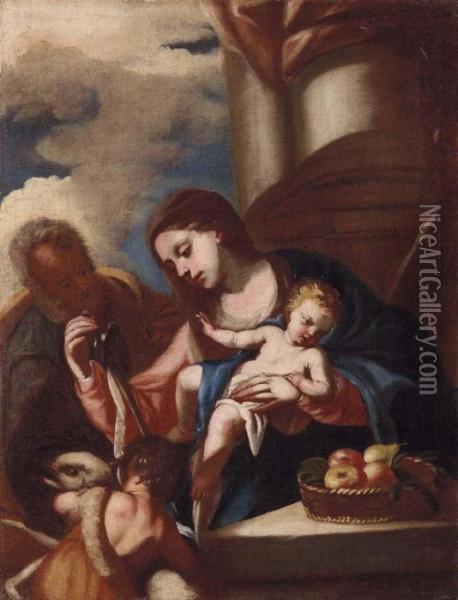 Sacra Famiglia Con Sangiovannino Oil Painting - Francesco Solimena