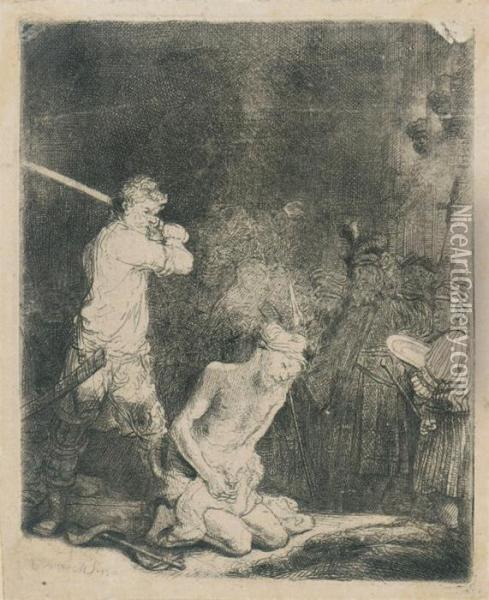 The Beheading Of Saint John The Baptist Oil Painting - Rembrandt Van Rijn