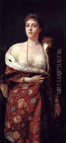 Portrait Of A Lady Oil Painting - Francesco Paolo Michetti
